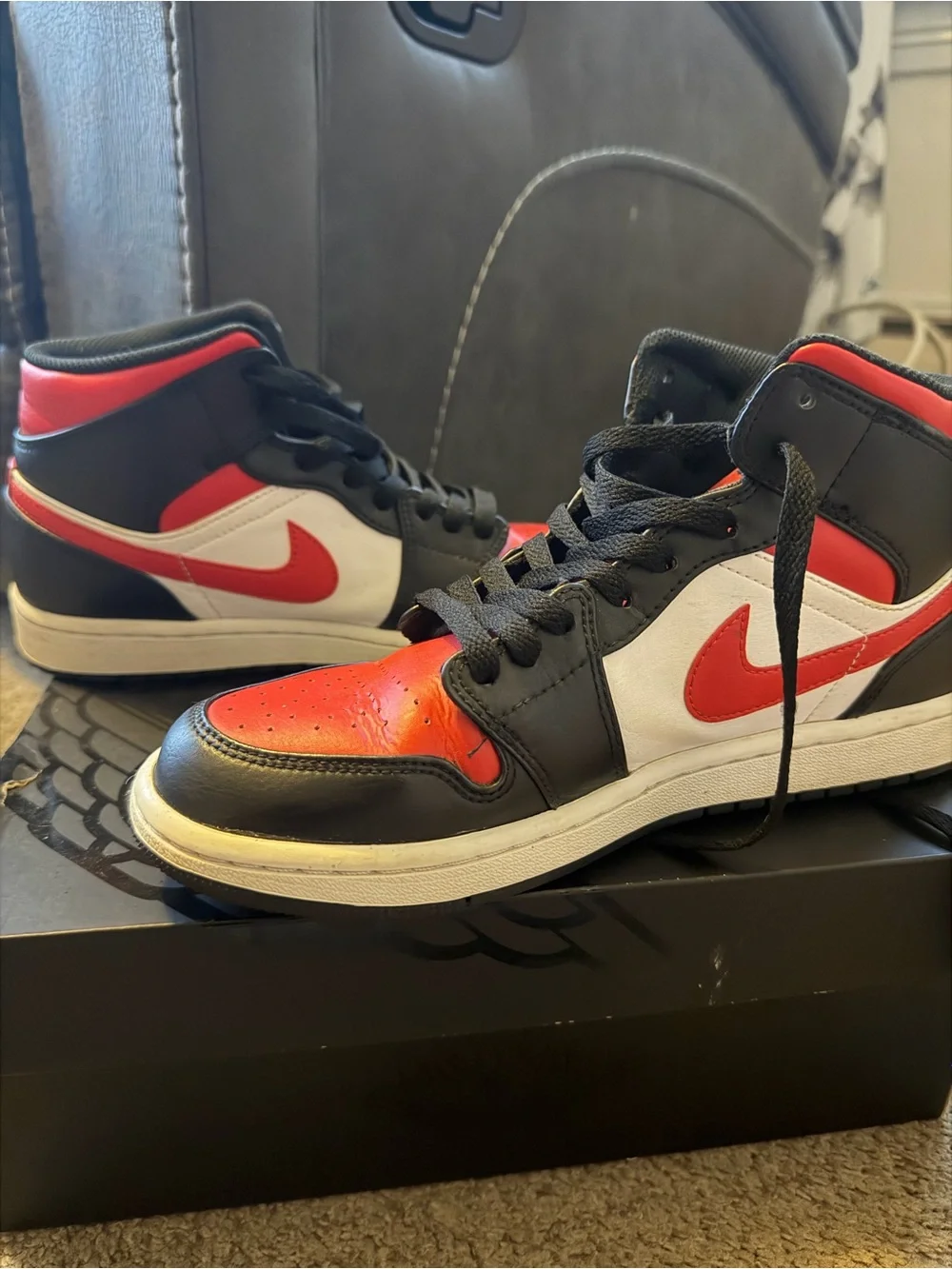 Jordan Red and Black High-Top Sneakers